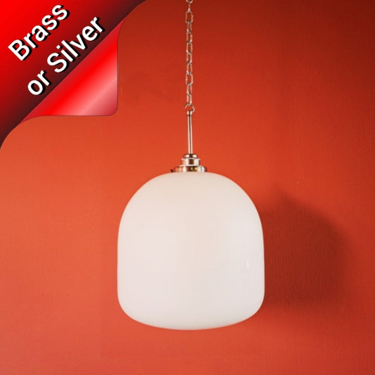 Mid Century Milk Glass Globe Dome Pendant Light