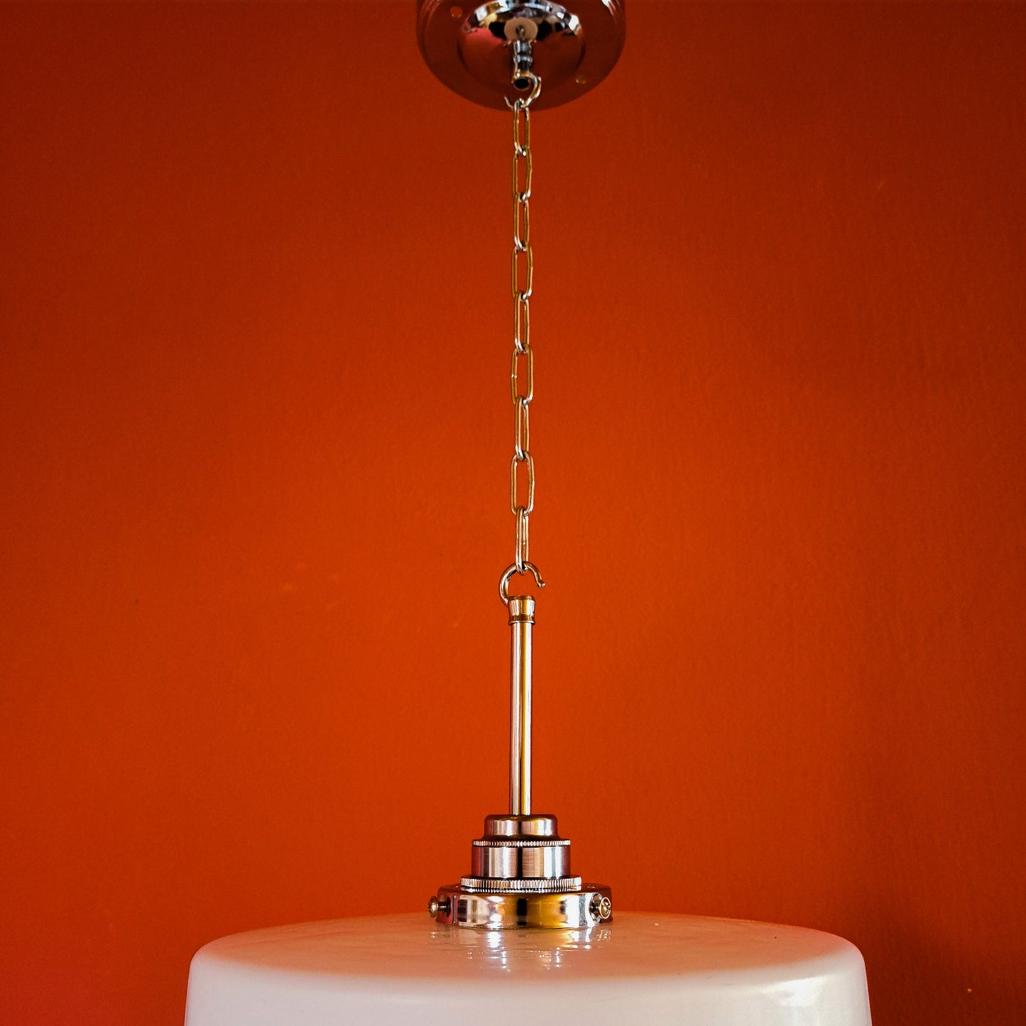 Large Vintage Opaline Glass Pendant Light