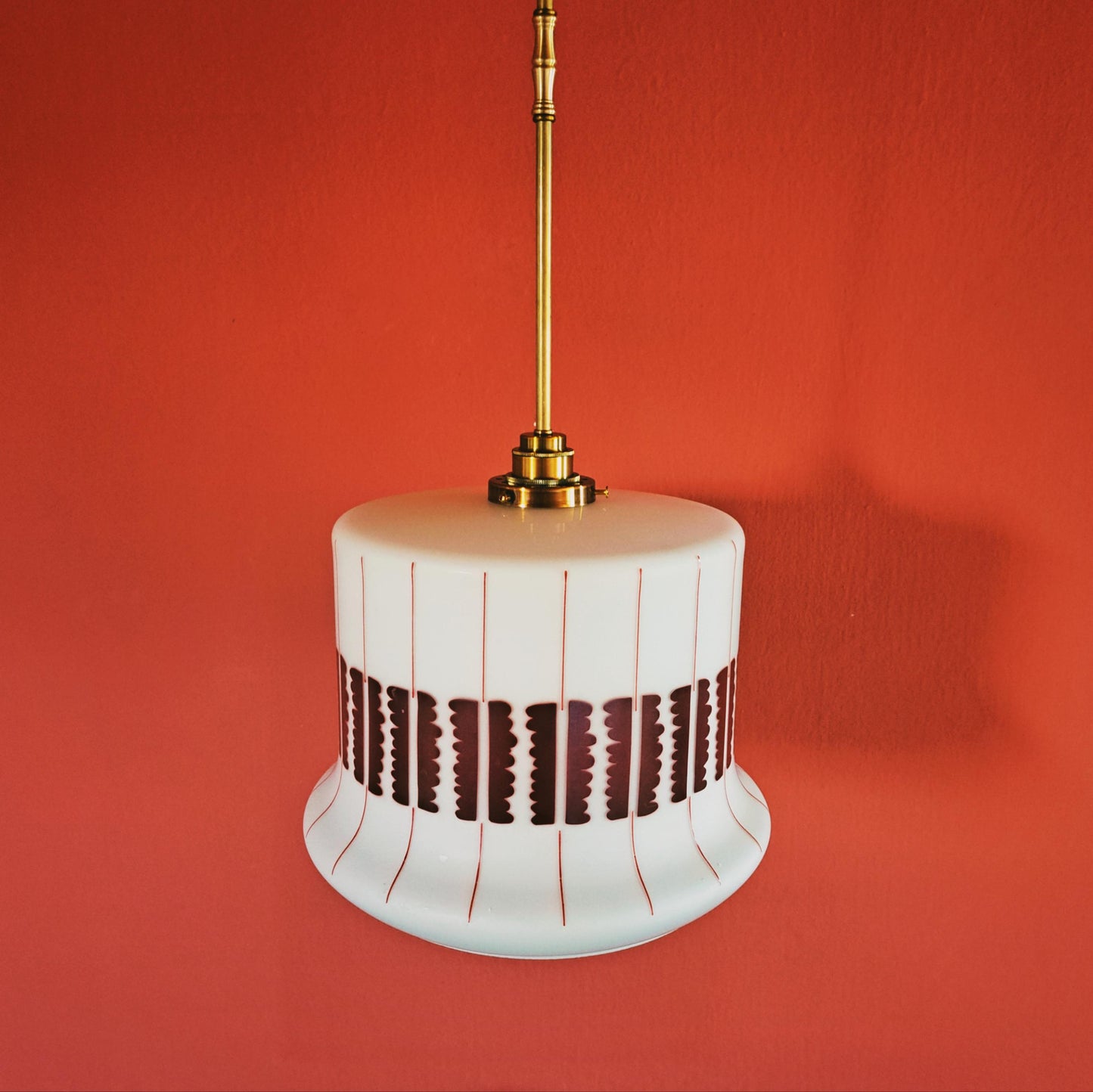 1960s Opaline Glass Retro Pendant Light