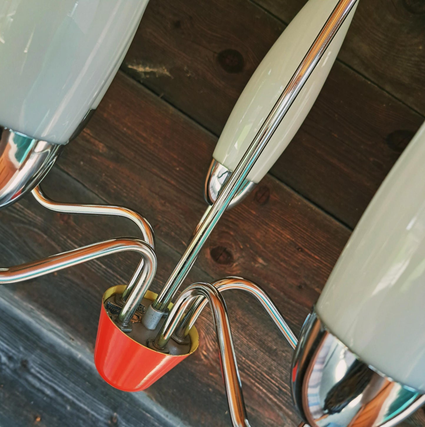 Mid Century Space Age Opaline Glass Pendant Light Orange