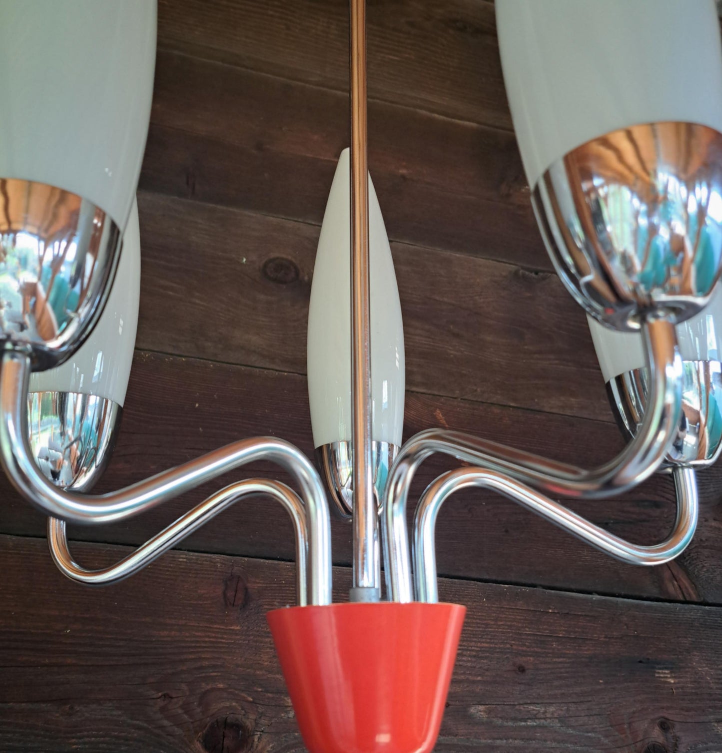Mid Century Space Age Opaline Glass Pendant Light Orange