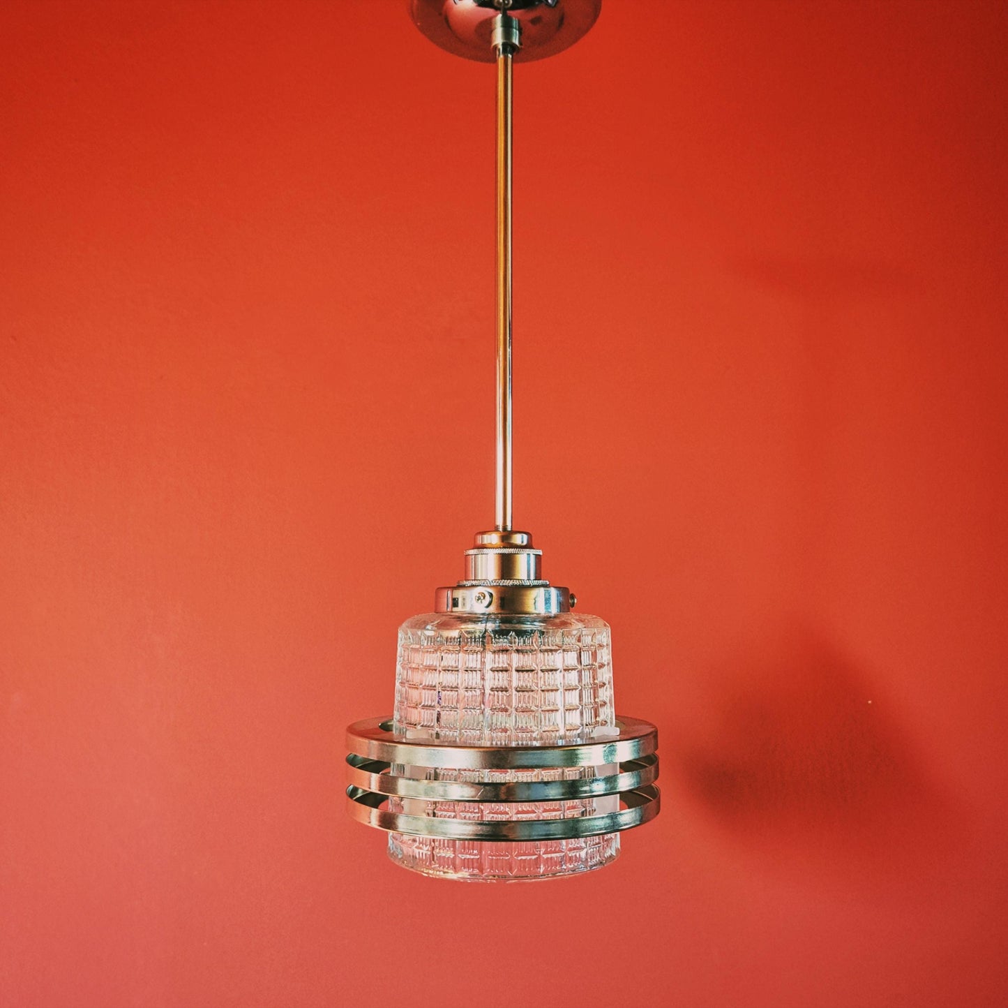 Mid Century Glass Chrome Space Age Pendant Lights MULTIPLES AVAILABLE