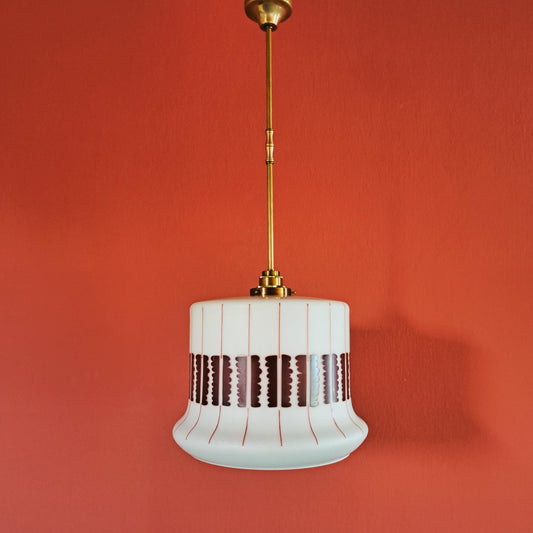 1960s Opaline Glass Retro Pendant Light