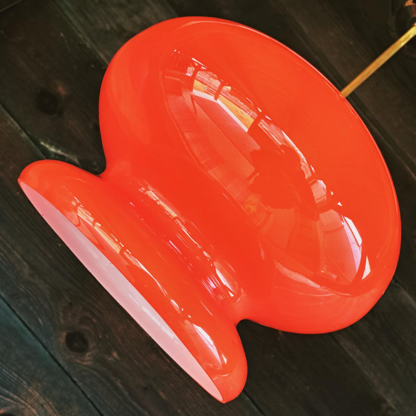 Mid Century Orange Glass Opaline Pendant Light by Josef Tabery